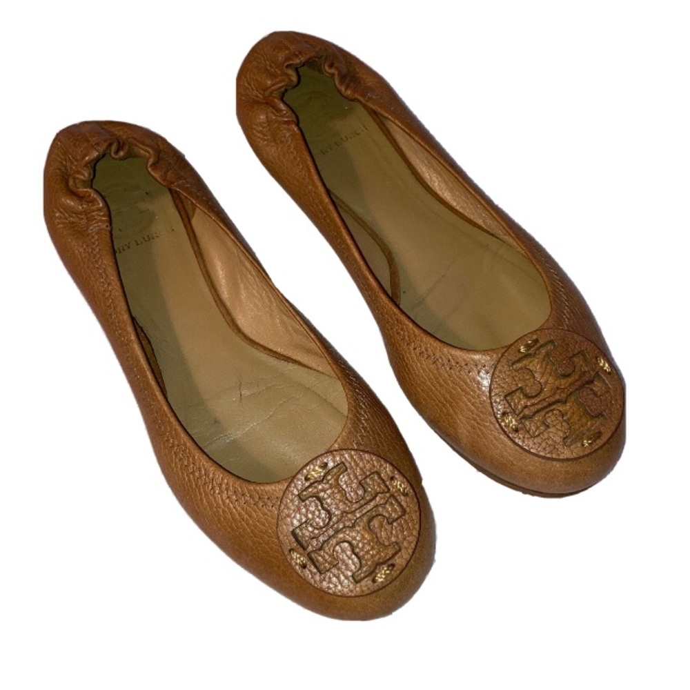 TORY BURCH Reva light brown leather ballet flat